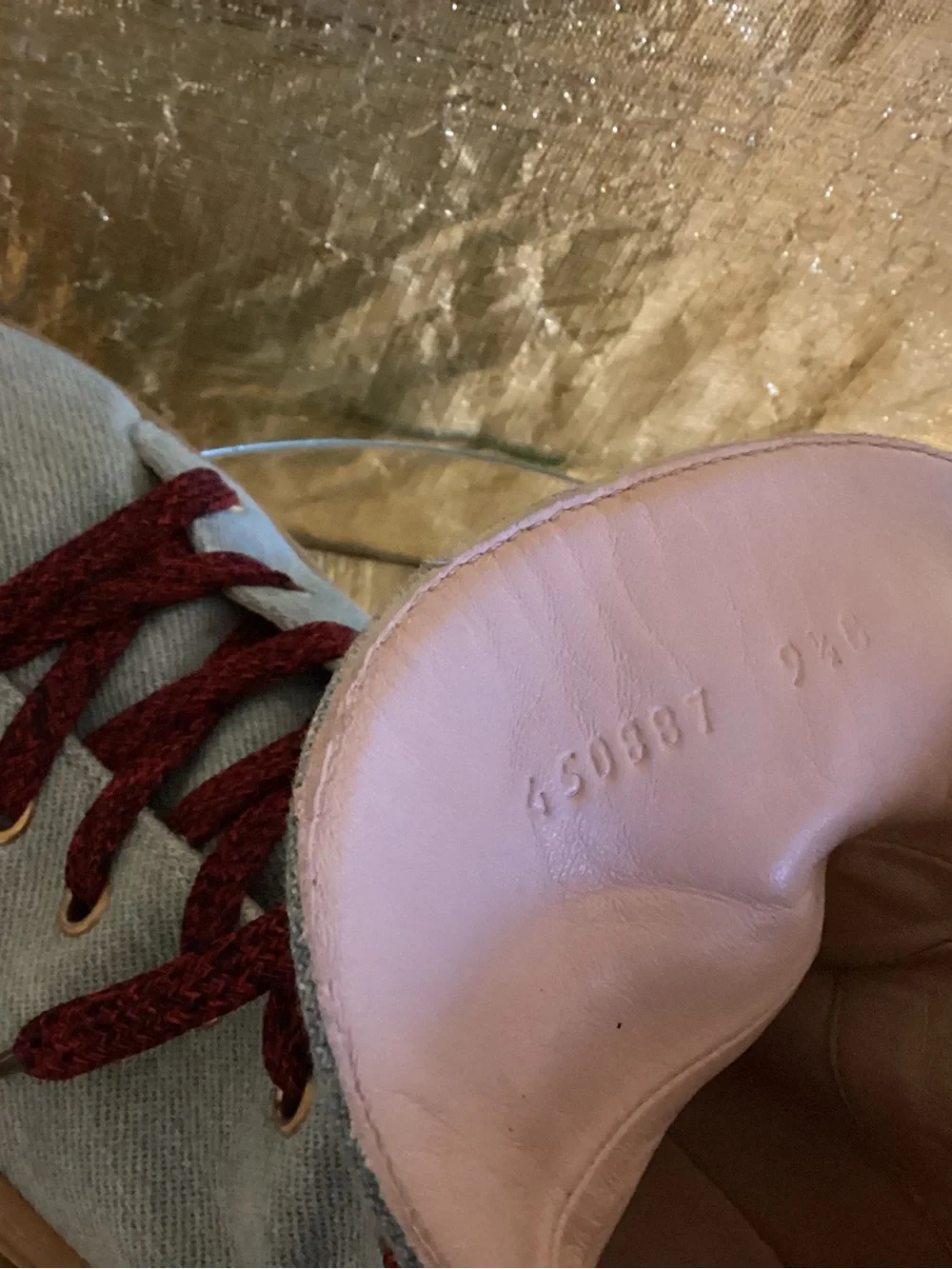 Gucci Light Blue Denim High-Top Sneakers with Red, Gold, Silver Accents